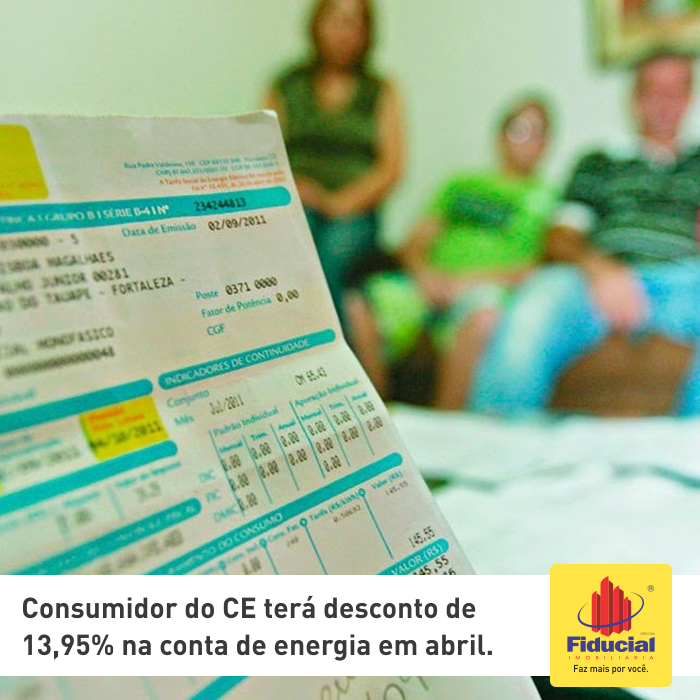 Consumidor do CE ter&aacute; desconto de 13,95% na conta de energia em abril